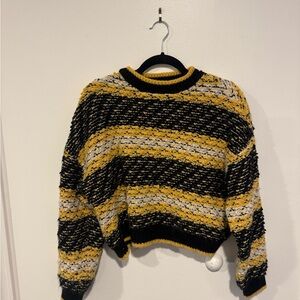 Mango Black and Yellow Striped Sweater